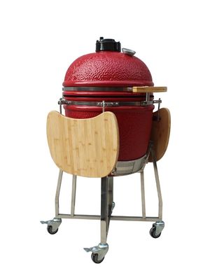 22 Zoll-keramischer Holzkohlen-Grill rote Farbfeuerfestigkeit Kamado im Freien
