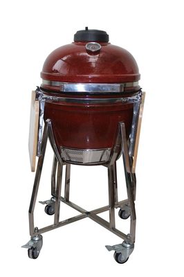 Tropischer roter 18-Zoll-Kamado-Grill, 48 cm, Keramik-Holzkohle