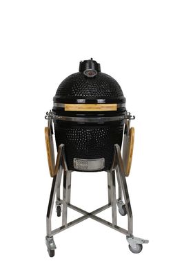 Kamado-Grill aus Keramik, 16 Zoll, Holzkohleschwarz, 40 cm, mit Wagen und Beistelltischen