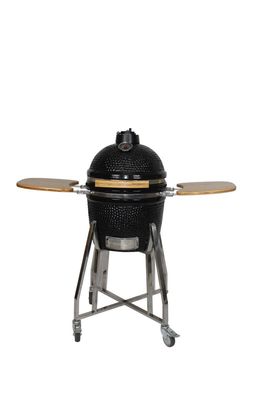 Kamado-Grill aus Keramik, 16 Zoll, Holzkohleschwarz, 40 cm, mit Wagen und Beistelltischen