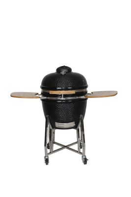 Kamado-Grill aus Keramik für den Außenbereich, 24 Zoll, Holzkohle, schwarze Farbe, 61 cm, mit Wagen und Beistelltischen