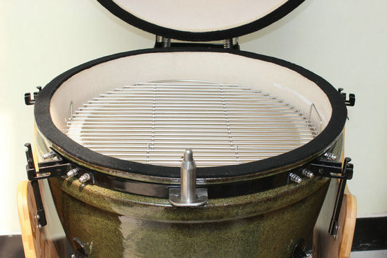 Kamado-Grill aus Keramik, 23 Zoll, Holzkohle, tropische grüne Farbe, 59 cm, mit Wagen und Beistelltischen