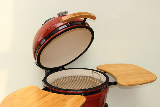 Tropischer roter 18-Zoll-Kamado-Grill, 48 cm, Keramik-Holzkohle