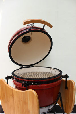 Tropischer roter 18-Zoll-Kamado-Grill, 48 cm, Keramik-Holzkohle