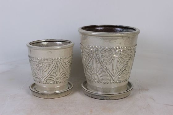 Untertasse, glasierte Keramik-Töpfe für den Innenbereich, 6 Zoll und 8 Zoll