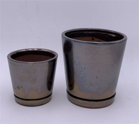 Quadratische Keramik-Töpfe für den Innenbereich, 12,7 cm und 17,8 cm, mit Untertasse, glasiert