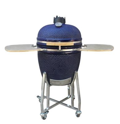 Kamado-Grill aus Keramik, 22 Zoll, Holzkohle, Marineblau, 57 cm, mit Wagen und Beistelltischen
