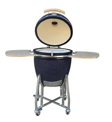 Kamado-Grill aus Keramik, 22 Zoll, Holzkohle, Marineblau, 57 cm, mit Wagen und Beistelltischen