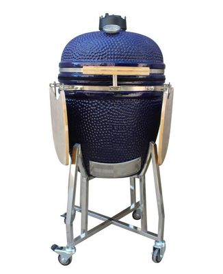 Kamado-Grill aus Keramik, 22 Zoll, Holzkohle, Marineblau, 57 cm, mit Wagen und Beistelltischen
