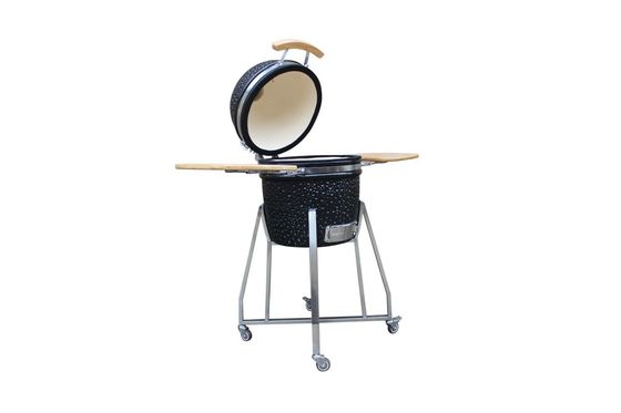 Glänzende schwarze Farbe für den Außenbereich 15 Keramikgrill im Kamado-Stil 39 cm mit Wagen und Beistelltischen