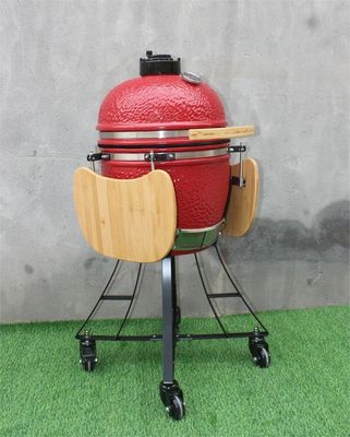 17-Zoll-Keramikkessel BBQ Royal Red Farbe 44 cm mit Wagen und Beistelltischen