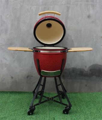 17-Zoll-Keramik-Grill Kamado Royal Red Farbe 44 cm Geschirr schwarz beschichtetes Eisen