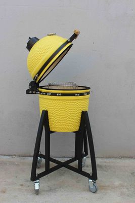 Keramik 16 Zoll Kamado Grill Holzkohle Zitronfarbe 40cm mit Wagen und ohne Nebentische