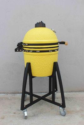 Keramik 16 Zoll Kamado Grill Holzkohle Zitronfarbe 40cm mit Wagen und ohne Nebentische